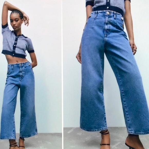 Zara cropped wide leg jeans - Picture 1 of 9